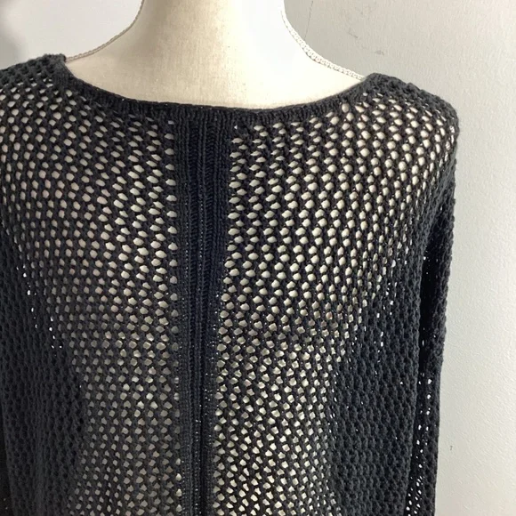 ELLOS 22/24 WOMAN PLUS BLACK CROCHET COVER UP SWEATER VERSATILE - Picture 4 of 12